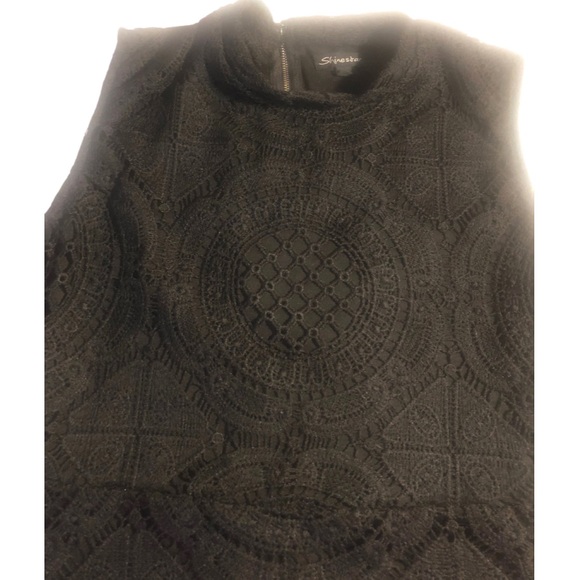 Shinestar Black lace crochet casual dress with silver zipper XL - Picture 2 of 4
